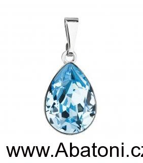 Swarovski Elements Pear vlepený krystal 14mm - Rhodiovaný náhrdelník (přívěsek + řetízek) růžová slzička, kapka 54016.3 Fuchsia (růžová tmavá, fuchsiová)