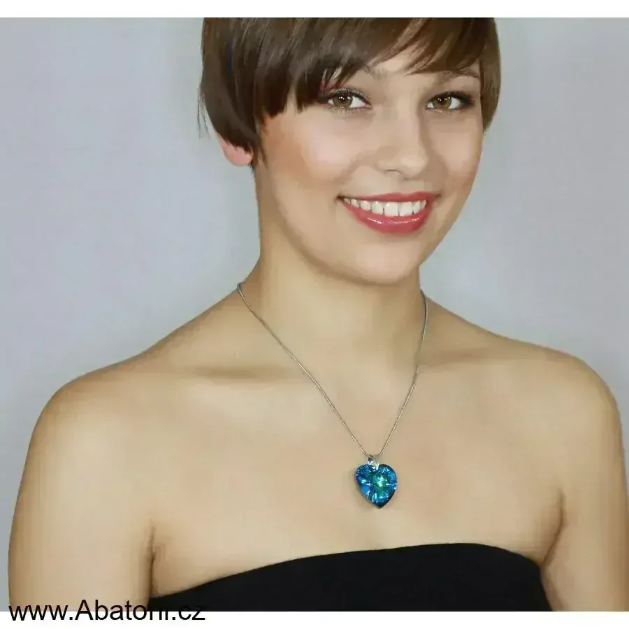 Swarovski Elements Heart krystal 18+14mm - Stříbrná sada (set, souprava) náušnice a přívěsek s řetízkem fialové srdce, srdíčko 39003.5 Vitrail Light (růžová, fialová, tyrkysová, duhová)