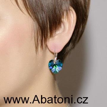 Swarovski Elements Heart krystal 14mm - Stříbrné náušnice visací bílé srdce, srdíčka 31125.1 Crystal (bílá, čirá, křišťálová)