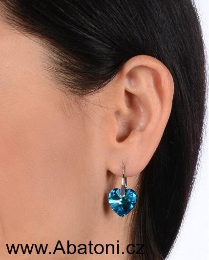 Swarovski Elements Heart krystal 18mm - Stříbrné náušnice visací bílé srdce, srdíčka 31125.1 White Opal (bílá mléčná, vintage) 