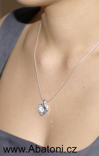 Swarovski Elements Heart krystal 14mm - Stříbrný náhrdelník (přívěsek + řetízek) růžové srdce, srdíčko 32071.3 Light Rose (růžová světlá)