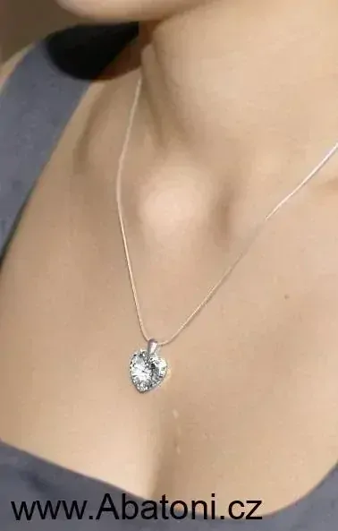 Swarovski Elements Heart krystal 18+10mm - Stříbrná sada (set, souprava) náušnice a přívěsek s řetízkem růžové srdce, srdíčko 39003.4 (růžová tmavá, fuchsiová) 