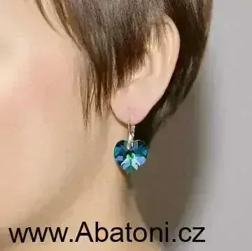 Swarovski Elements Heart krystal 18+10mm - Stříbrná sada (set, souprava) náušnice a přívěsek s řetízkem červené srdce, srdíčko 39003.4 Light Siam (červená)