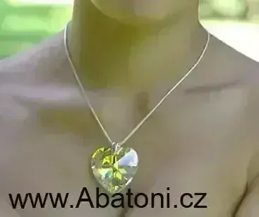 Swarovski Elements Heart krystal 14+10mm - Stříbrná sada (set, souprava) náušnice a přívěsek s řetízkem zelené srdce, srdíčko 39161.1 Vitrail Medium (zeleno-růžová duhová) 