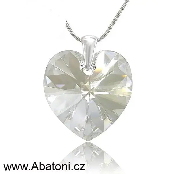 Swarovski Elements Heart krystal 18mm - Stříbrný náhrdelník (přívěsek + řetízek) bílé srdce, srdíčko 32071.1 Moonlight (bílá, čirá, křišťálová, měsíční stříbrno zlatá, duhová)