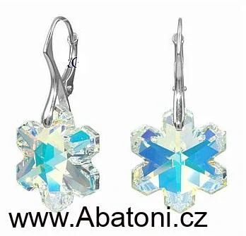 Swarovski Elements Snowflake krystal 20mm - Stříbrné náušnice visací bílá duhová vločka, sněhové vločky 11265.1 Crystal AB (bílá, křišťálová, duhová, měňavá)