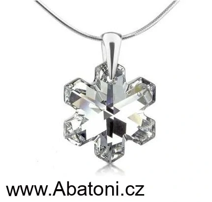 Swarovski Elements Snowflake krystal 20mm - Stříbrný náhrdelník (přívěsek + řetízek) visací bílá vločka, sněhové vločky 34221.1 Crystal (bílá, čirá, křišťálová)