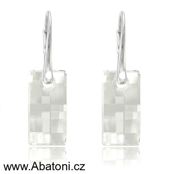 Swarovski Elements Urban krystal 20mm - Stříbrné náušnice visací bílé obdélníky 31278.1 Crystal (bílá, čirá, křišťálová)