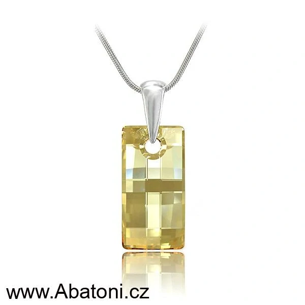 Swarovski Elements Urban krystal 20mm - Stříbrný náhrdelník (přívěsek + řetízek) zlatý obdélník 34254.2 Golden Shadow (zlatá, světlá jantarová, zlatobéžová)
