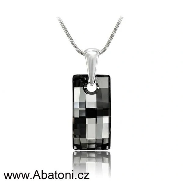 Swarovski Elements Urban krystal 20mm - Stříbrný náhrdelník (přívěsek + řetízek) šedo černý obdélník 34244.5 Silver Night (černá, šedá, duhová)