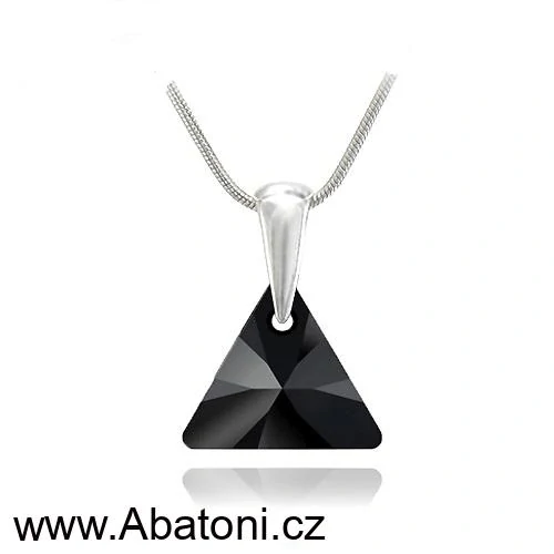 Swarovski Elements Xilion Triangle krystal 12mm - Stříbrný náhrdelník (přívěsek + řetízek) visací černý trojúhelník 39174.2 Jet (černá)