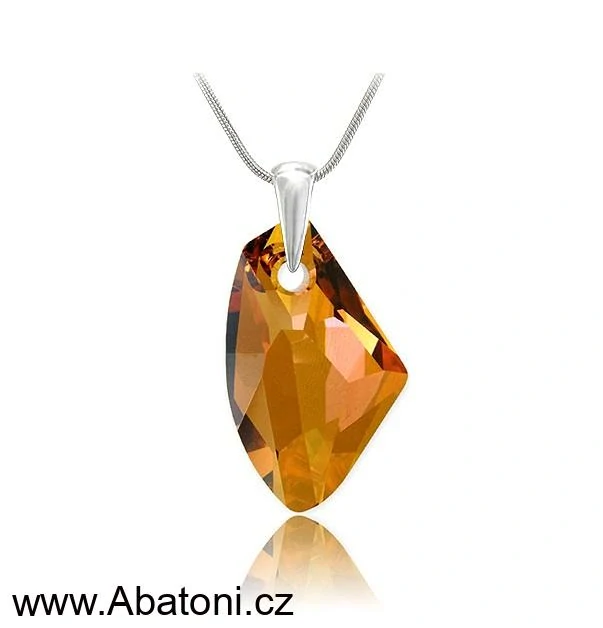 Swarovski Elements Galactic Polygon krystal 27mm - Stříbrný náhrdelník (přívěsek + řetízek) oranžový mnohoúhelník 34254.2 Topaz Cooper (oranžová tmavá, jantarová)