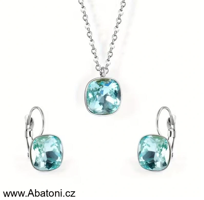 Steel Jewelry souprava - chirurgická ocel - dámská - tyrkysová - 220132 čtvereček