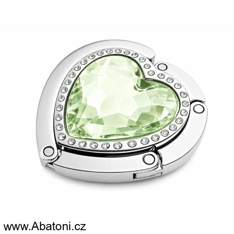 Gaira® Háček na kabelku 70813-19 srdce se zeleným krystalem - green heart