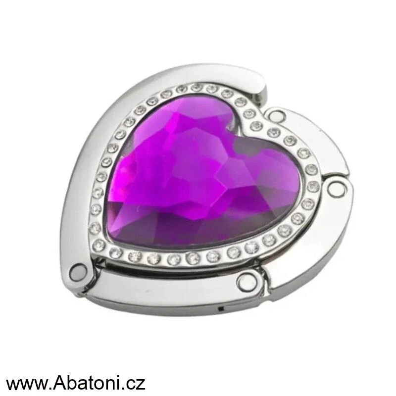 Gaira® Háček na kabelku 70813-21 srdce s fialovým krystalem - purple heart