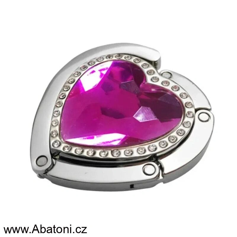 Gaira® Háček na kabelku 70813-17 srdce s růžovým krystalem - rose heart