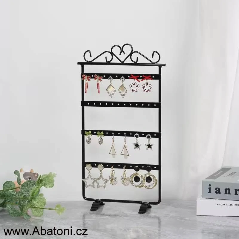 Gaira® Kovový stojánek na šperky 9331, Barva černá - black, dekor srdce - heart