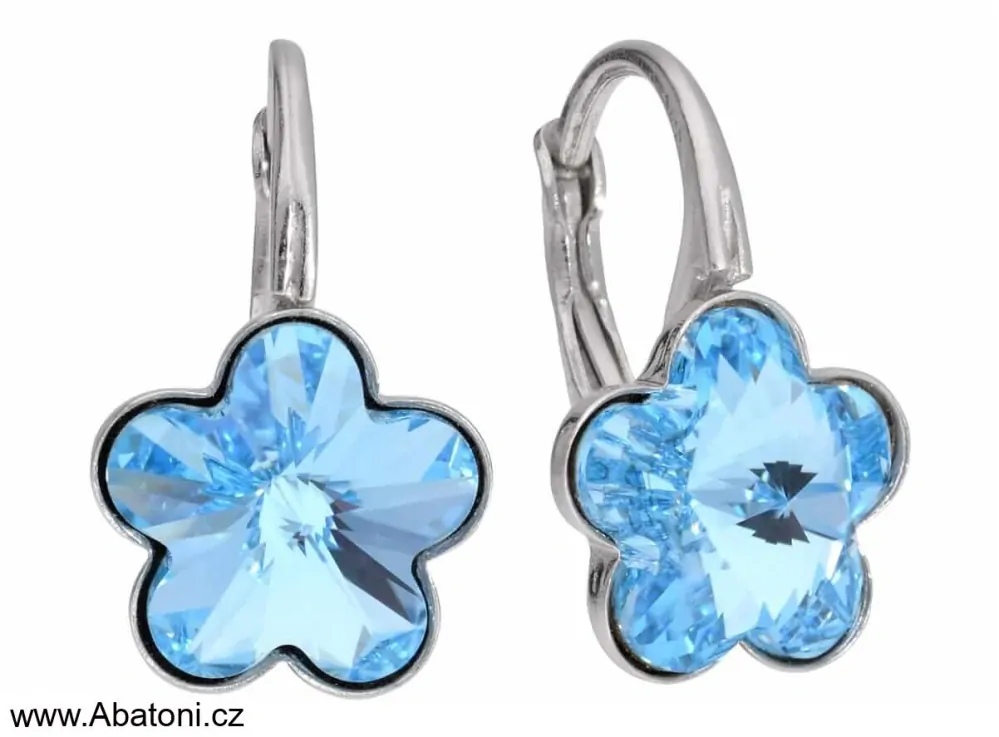 Swarovski Elements Flower 10mm - stříbrné náušnice visací zelené kytičky, květinky 39143.3 Pacific Opal (zelená mléčná, mořská mátová)