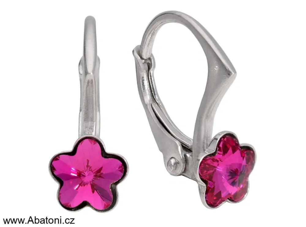 Swarovski Elements Flower - Stříbrná sada (set, souprava) náušnice a přívěsek s řetízkem modrá kytička, květinka 39143.3 Aquamarine (modrá světlá, azurová, nebeská)