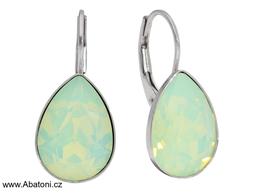 Swarovski Elements Pear vlepený krystal 14mm - Stříbrné náušnice visací oranžová slza, kapky 31242.3 Peach DeLite (světlá žluto oranžová, meruňková, duhová)