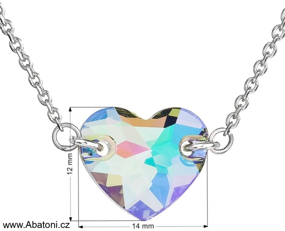 Swarovski Elements Heart krystal 14mm - Stříbrný náhrdelník (přívěsek + řetízek) zeleno fialové DVOUDÍRKOVÉ srdce, srdíčko 32020.5 Paradise Shine (zeleno-růžová, fialová, duhová, měňavá)