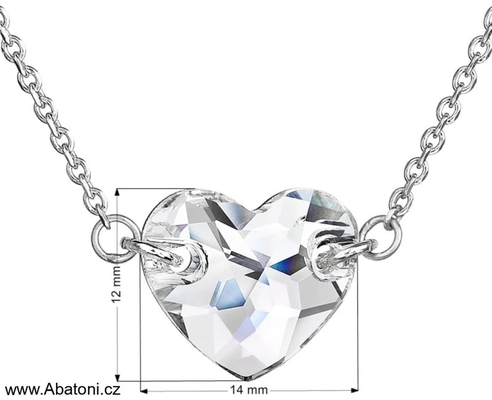 Swarovski Elements Heart krystal 14mm - Stříbrný náhrdelník (přívěsek + řetízek) bílé DVOUDÍRKOVÉ srdce, srdíčko 32020.1 Crystal (bílá, čirá, křišťálová) 
