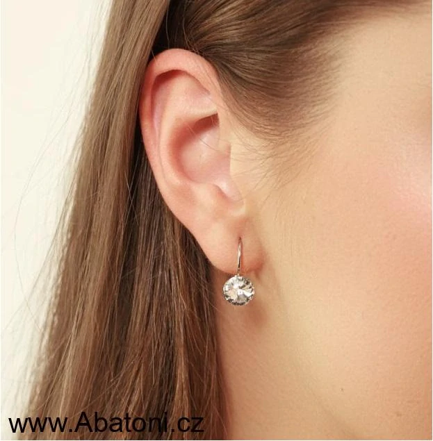 Swarovski Elements Rivoli vlepený krystal 8mm - Dětské Ocelové náušnice visací růžové kulaté 51031.3 Light Rose (růžová světlá) 