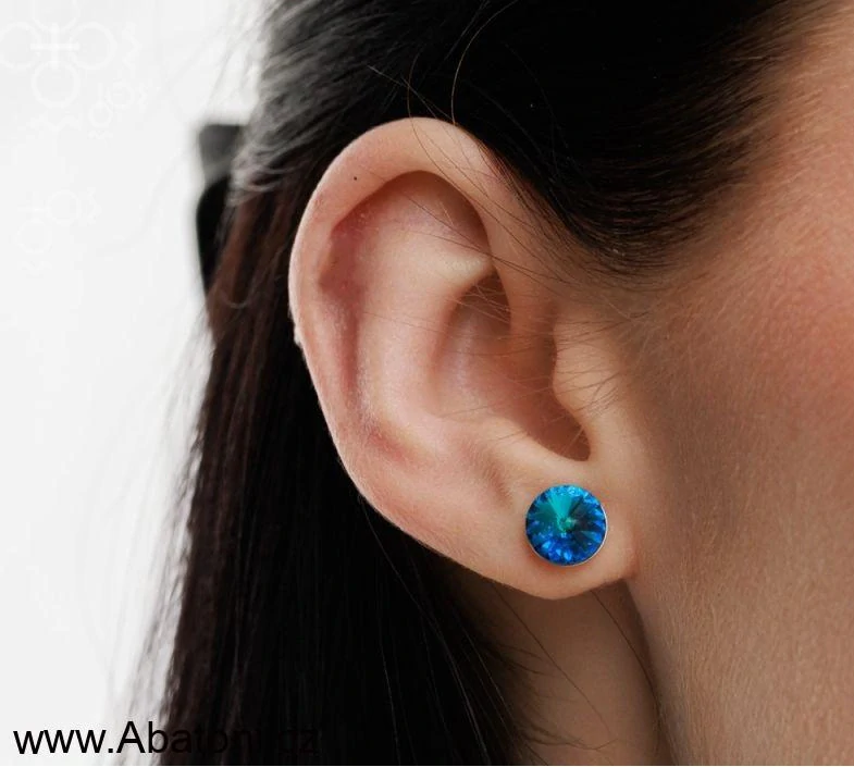 Swarovski Elements Rivoli vlepený krystal 8mm - Stříbrné náušnice pecky puzety fialové kulaté 51002.3 Amethyst (fialová, bordó, vínová)