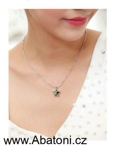 Swarovski Elements Star vlepený krystal 10mm - Stříbrná sada (set, souprava) náušnice a přívěsek s řetízkem šedo černá hvězdička 54034.1 Silver Night (černá, šedá, duhová)