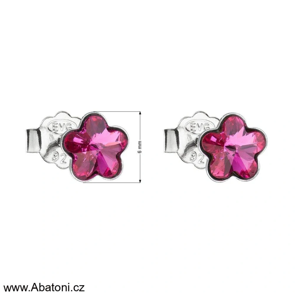 Swarovski Elements Flower 6mm - Dětské stříbrné náušnice pecky puzety zelené kytičky, květinky 31080.3 Peridot (zelená světlá) 