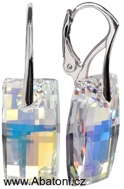 Swarovski Elements Urban krystal 20mm - Stříbrná sada (set, souprava) náušnice a přívěsek s řetízkem černý obdélník 39022.2 Jet Hematite (černá, lesklá magnetická kovová) 