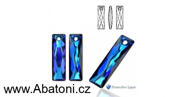 Swarovski Elements Queen Baguette krystal 25mm - Stříbrný náhrdelník (přívěsek + řetízek) bílý obdélník 34244.1 Crystal (bílá, čirá, křišťálová) 