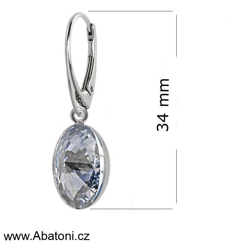 Swarovski Elements Oval Rivoli - Stříbrné náušnice visací / bimbací modré oválky 31275.5 Blue Shade (modrá křišťálová světlá, šedo-béžová) 