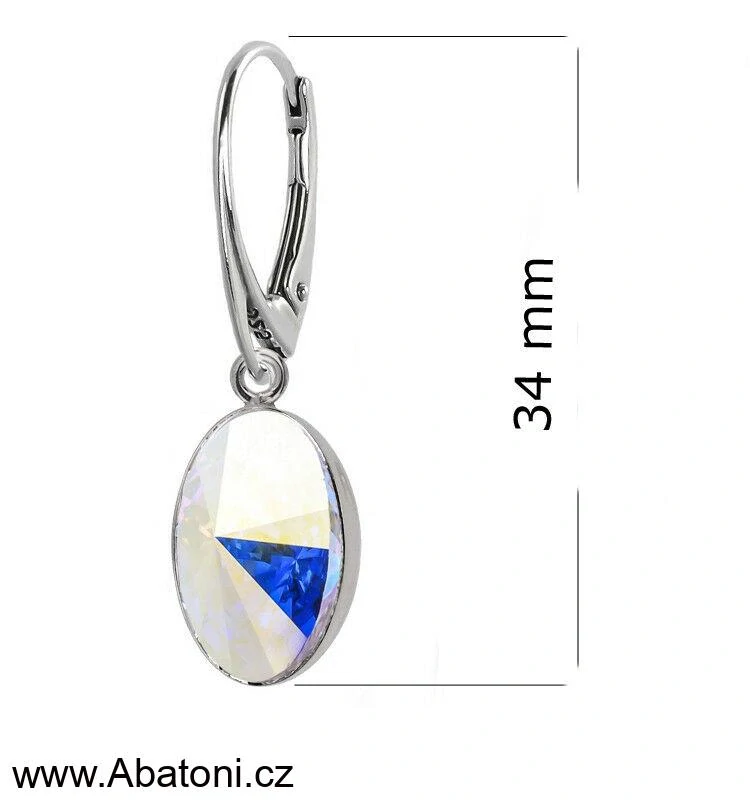 Swarovski Elements Oval Rivoli - Stříbrné náušnice visací / bimbací růžové oválky 31275.3 Rose (růžová) 