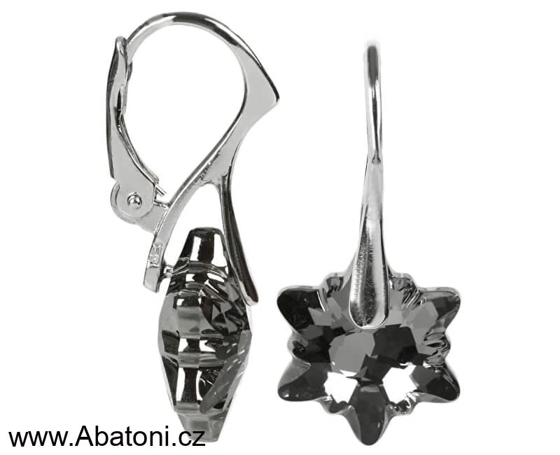 Swarovski Elements Edelweiss Snowflake krystal 14mm - Stříbrná sada (set, souprava) náušnice a přívěsek s řetízkem bílá vločka, protěž, kytička 34221.1 Crystal (bílá, čirá, křišťálová) 