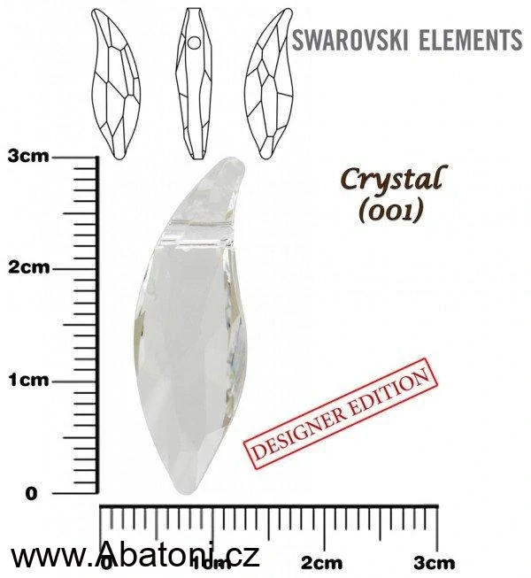 Swarovski Elements Lily Pear krystal 30mm - Stříbrný náhrdelník (přívěsek + řetízek) visací bílá slza, kapka, lístek 34255.1 Crystal (bílá, čirá, křišťálová)