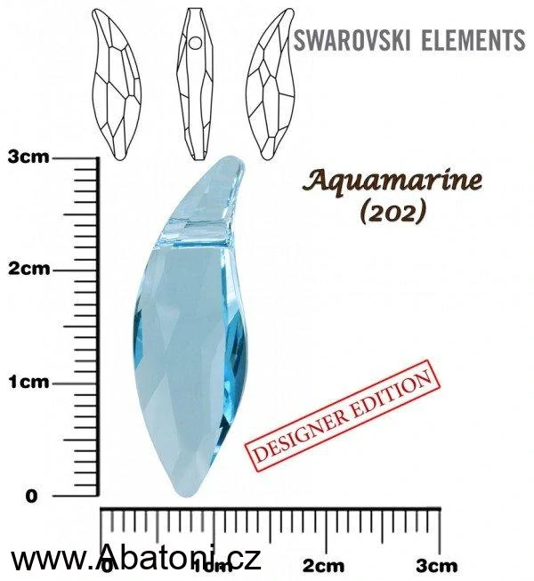 Swarovski Elements Lily Pear krystal 30mm - Stříbrný náhrdelník (přívěsek + řetízek) visací modrá slza, kapka, lístek 34255.1 Aquamarine (modrá světlá, azurová, nebeská) 