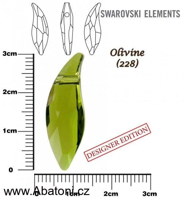 Swarovski Elements Lily Pear krystal 30mm - Stříbrný náhrdelník (přívěsek + řetízek) visací zelená slza, kapka, lístek 34255.1 Olivine (zelená, olivová) 