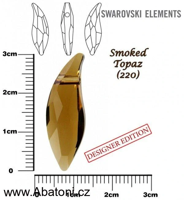 Swarovski Elements Lily Pear krystal 30mm - Stříbrný náhrdelník (přívěsek + řetízek) visací hnědá slza, kapka, lístek 34255.1 Smoked Topaz (hnědo oranžová tmavá, jantarová)