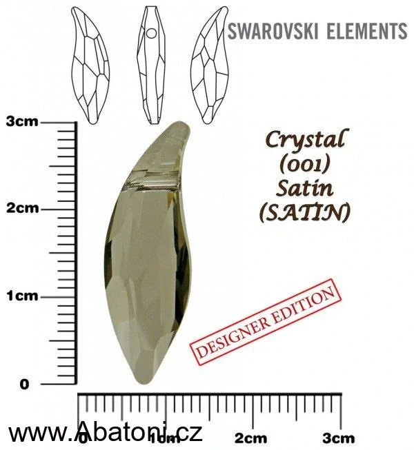 Swarovski Elements Lily Pear krystal 30mm - Stříbrný náhrdelník (přívěsek + řetízek) visací šedá slza, kapka, lístek 34255.1 Satin (šedá, saténová)