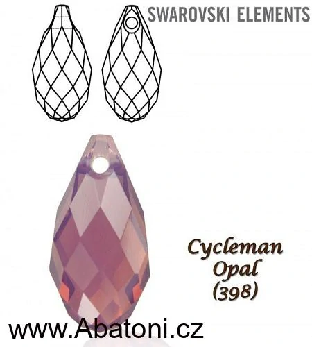 Swarovski Elements Briolette krystal 13mm - Stříbrná sada (set, souprava) náušnice a přívěsek s řetízkem fialová slza, kapka 39169.4 Cyclamen Opal (fialovo růžová, opálově mléčná bordó) 