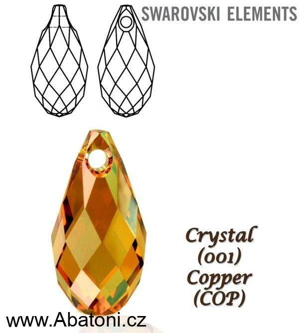 Swarovski Elements Briolette krystal 17mm - Stříbrný náhrdelník (přívěsek + řetízek) visací bílá slza, kapka 34255.1 Crystal (bílá, čirá, křišťálová) 