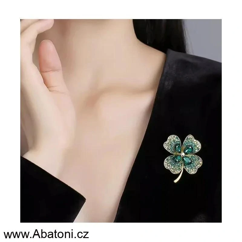 Gaira® Brož Zlatý Čtyřlístek 30001 zeleno zlatý - gold clover