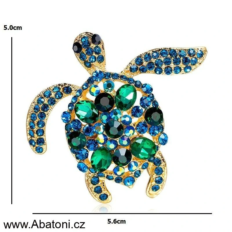 Brož Mořská želva 3919 zeleno modrá - blue sea turtle