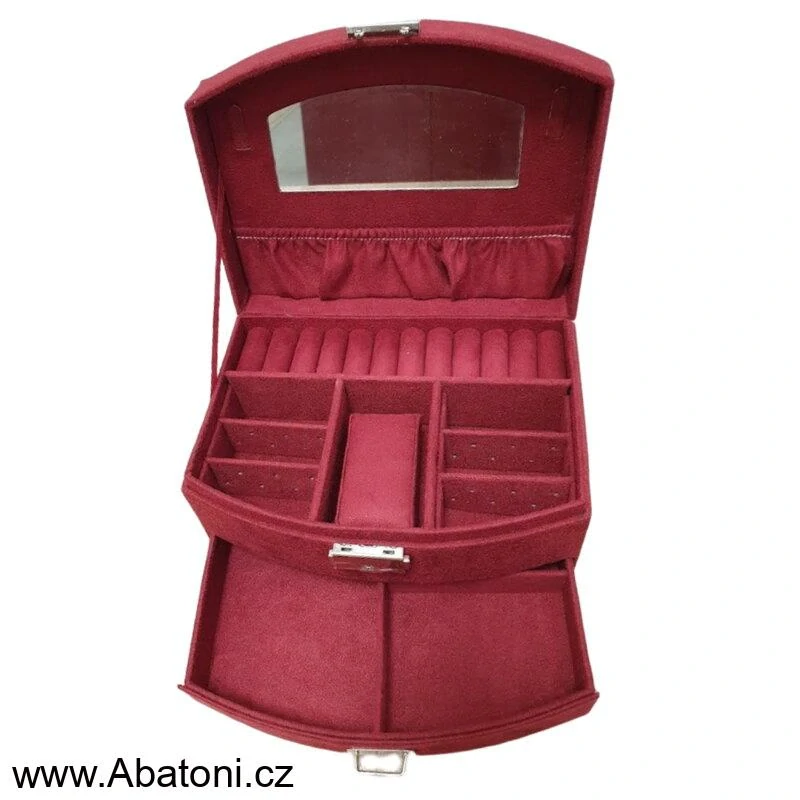 Gaira® Dvoupatrová sametová šperkovnice se šuplíčkem 9022-25 - červená - red