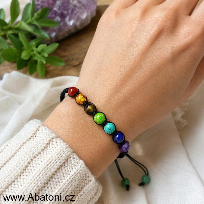 Gaira® Náramek Čakry 31623 - čakrový náramek s polodrahokamy typu Shamballa unisex