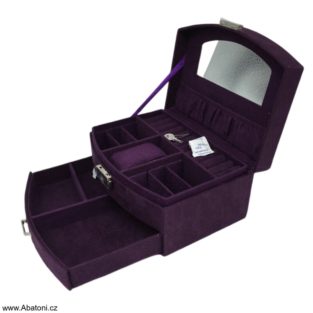 Gaira® Dvoupatrová sametová šperkovnice se šuplíčkem 9022-21 - fialová - purple