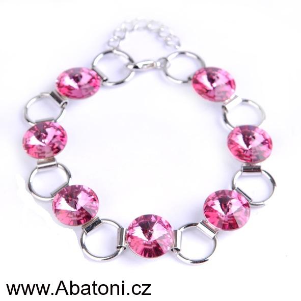 Swarovski Elements Rivoli 12mm - Rhodiovaný náramek zelený 33111.1 Chrysolite (zelená světlá, mátová)