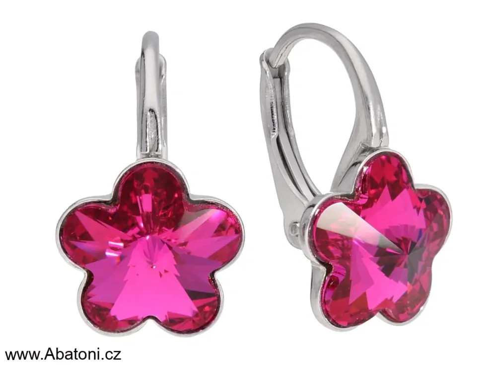 Swarovski Elements Flower - Stříbrná sada (set, souprava) náušnice a přívěsek s řetízkem modrá kytička, květinka 39143.3 Aquamarine (modrá světlá, azurová, nebeská)