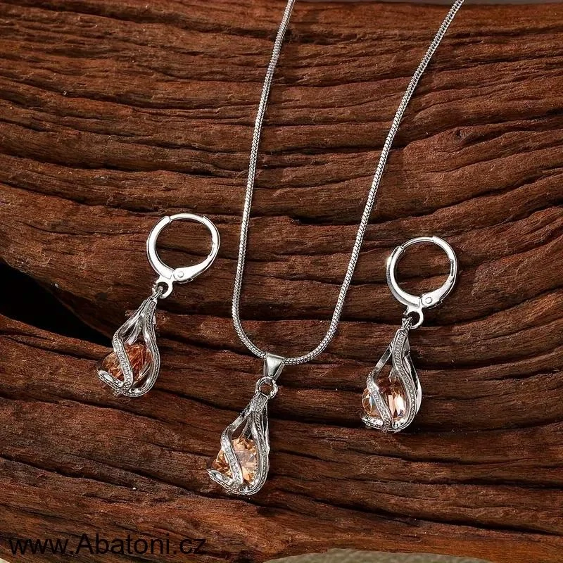 Swarovski Elements sada (set, souprava) - náušnice a přívěsek s řetízkem modré kapky s vloženými krystaly 39109.3 Sapphire (modrá královská)